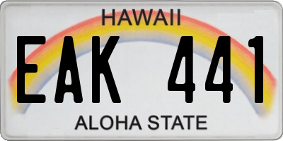 HI license plate EAK441