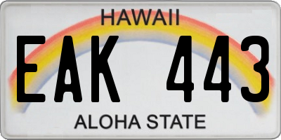 HI license plate EAK443