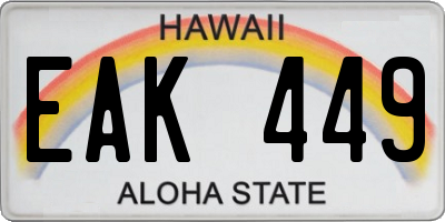 HI license plate EAK449