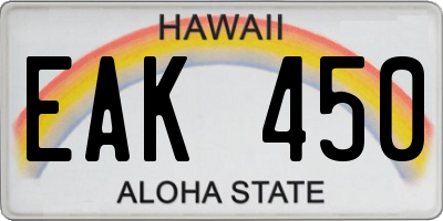 HI license plate EAK450