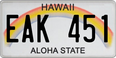 HI license plate EAK451