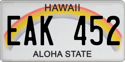 HI license plate EAK452