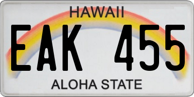 HI license plate EAK455