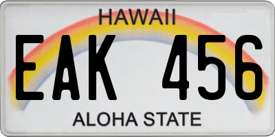 HI license plate EAK456