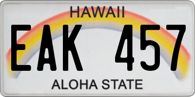 HI license plate EAK457