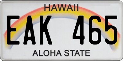 HI license plate EAK465