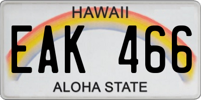 HI license plate EAK466