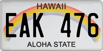 HI license plate EAK476