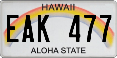 HI license plate EAK477