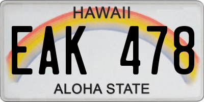 HI license plate EAK478