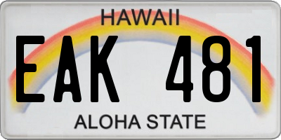 HI license plate EAK481