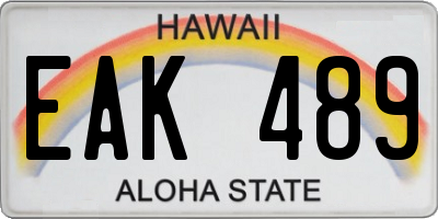 HI license plate EAK489