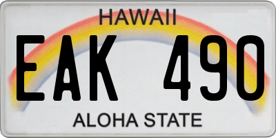 HI license plate EAK490