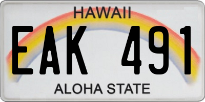 HI license plate EAK491