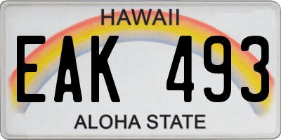 HI license plate EAK493