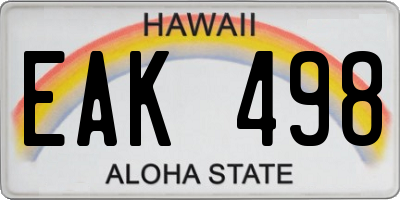 HI license plate EAK498