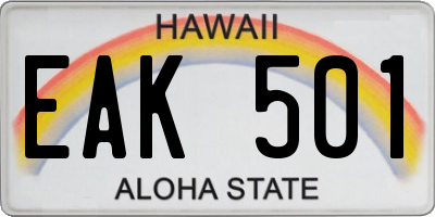 HI license plate EAK501