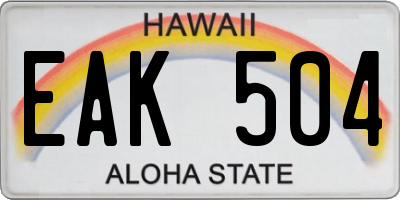 HI license plate EAK504