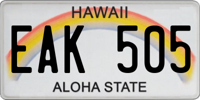 HI license plate EAK505