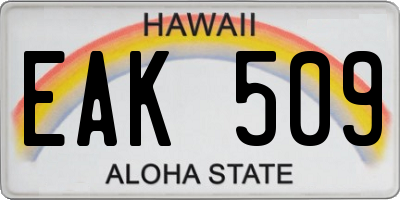 HI license plate EAK509