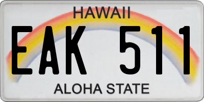 HI license plate EAK511