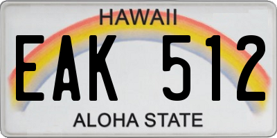 HI license plate EAK512
