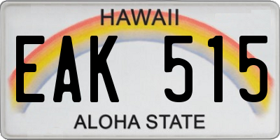 HI license plate EAK515
