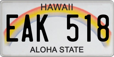 HI license plate EAK518