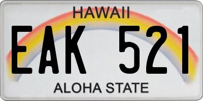 HI license plate EAK521