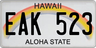 HI license plate EAK523