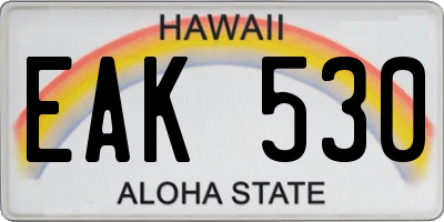 HI license plate EAK530