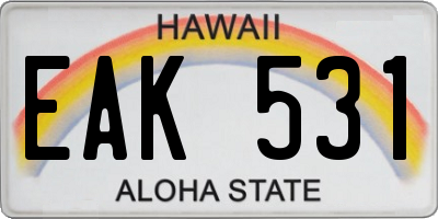 HI license plate EAK531
