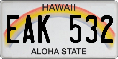 HI license plate EAK532