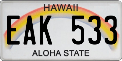 HI license plate EAK533