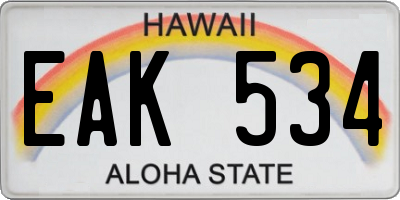 HI license plate EAK534
