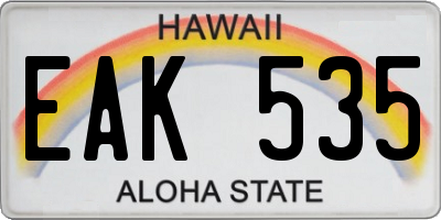 HI license plate EAK535