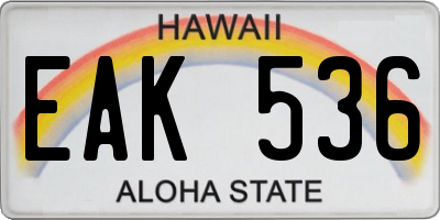 HI license plate EAK536