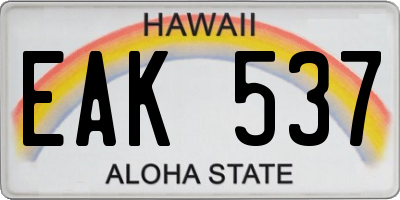 HI license plate EAK537