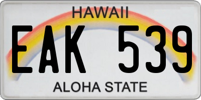 HI license plate EAK539