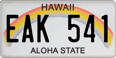HI license plate EAK541