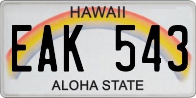 HI license plate EAK543