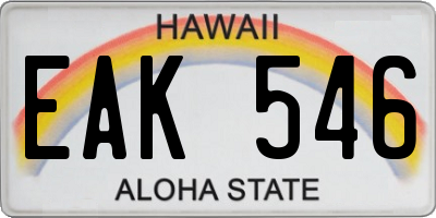 HI license plate EAK546