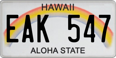 HI license plate EAK547