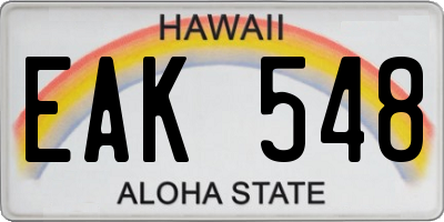 HI license plate EAK548