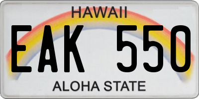 HI license plate EAK550