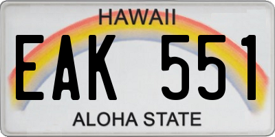 HI license plate EAK551