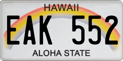 HI license plate EAK552