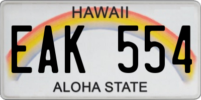 HI license plate EAK554