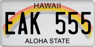 HI license plate EAK555