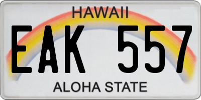 HI license plate EAK557